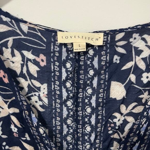 Lovestitch Blue Floral Long Sleeve Boho Dress Size Large - Picture 2 of 5